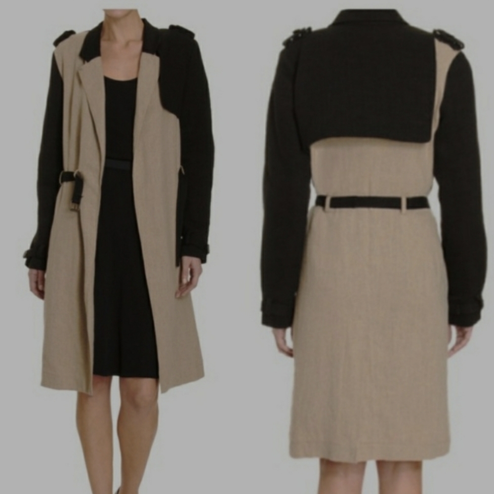 10 crosby color block linen trench coat